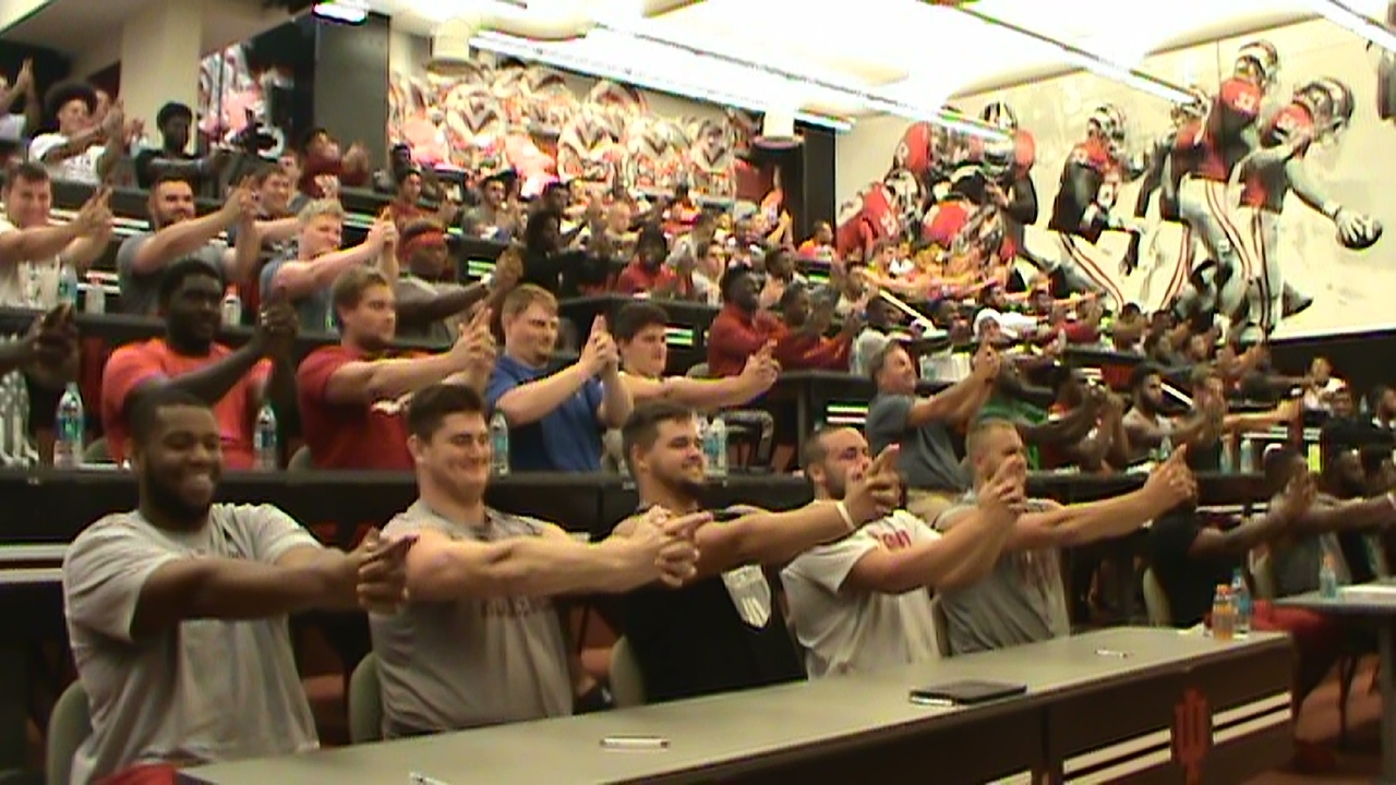 hypnosis with an entire college football team spots hypnotist Chris Cady